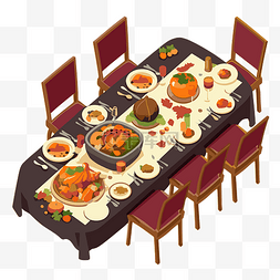 感恩節餐桌 向量