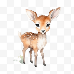 棕色可爱小鹿图片_鹿卡通可爱水彩