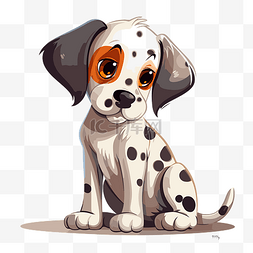 可爱卡通斑点小狗图片_小狗剪贴画卡通可爱斑点狗 向量