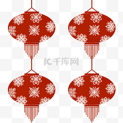 中国风格红色剪纸灯笼新春快乐卡