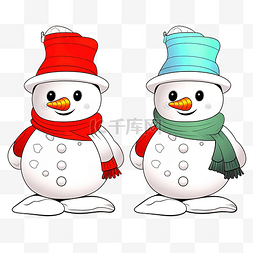 童书儿童画图片_儿童涂色书戴帽子的雪人图片彩色