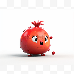 脸颊上挂着微笑的动画红色水果