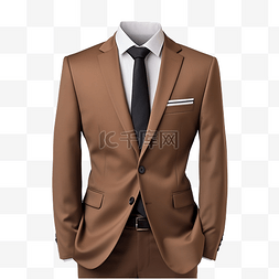 棕色半身西服搭配黑色领带