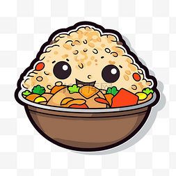 可爱的卡通中国米饭与食物插图剪