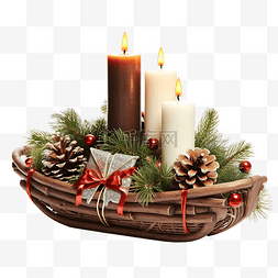 蜡烛圣诞图片_圣诞装饰，燃烧的蜡烛和圣诞树树