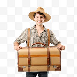 世界地贴图片_拿着老式行李箱的旅行者