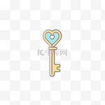 蓝色和黄色心形的钥匙 向量