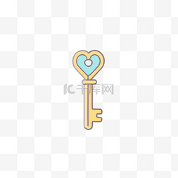 清晰金图片_蓝色和黄色心形的钥匙 向量