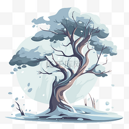 冬天的风景卡通图片_冬天树 向量