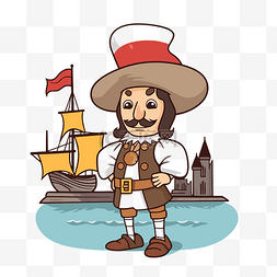 哥伦布剪贴画卡通海盗卡通人物戴