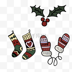 圣诞袜图片_圣诞节袜子手套卡通图案
