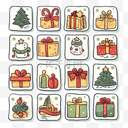 手绘平面圣诞赠品 Instagram 帖子集