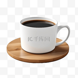 桌上杯子图片_3d 渲染木桌上的咖啡杯