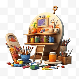 art class education 3d 插图