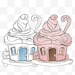 儿童畫畫图片_儿童着色书插画带棒棒糖的蛋糕屋
