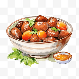 日本食品水彩 thit kho tau