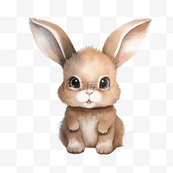 水彩兔子可爱剪贴画