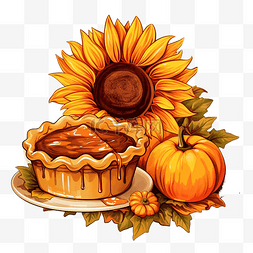 向日葵馅饼和南瓜的感恩节设计