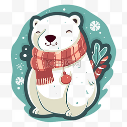 北极熊圣诞节图标卡通矢量说明标