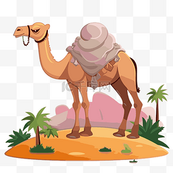 沙漠风格素材图片_骆驼剪贴画 骆驼在沙漠中 矢量风