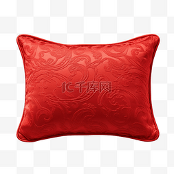小红色枕头，带有美丽的图案，与