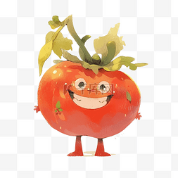 植物番茄图片_水彩卡通番茄