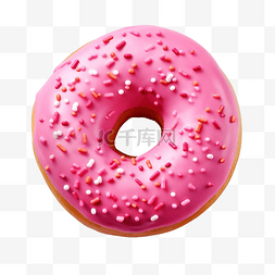 粉红色甜甜圈装饰顶视图隔离在白