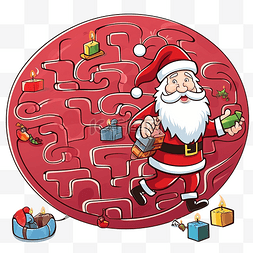 做迷藏的游戏图片_卡通圣诞老人与一袋礼物和男孩的