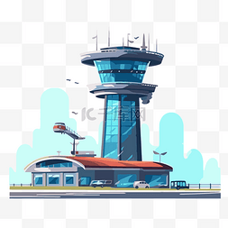机场剪贴画 卡通机场控制塔 向量