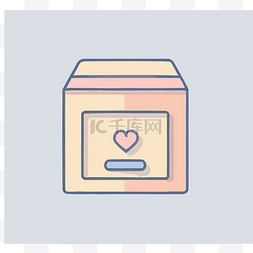 捐款箱插图图片_一个方形的盒子，里面有一颗心 
