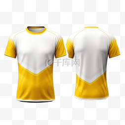 人工智能足球图片_白色和黄色运动球衣样机正面和背