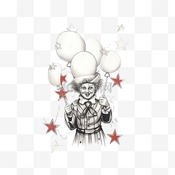 关于妹纸的群图片_画着一个小丑，上面有气球和一颗