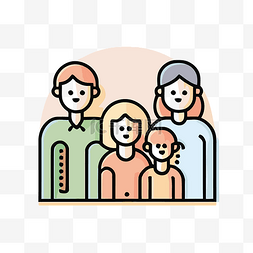 家人和朋友图片_线条风格的家庭图标 向量