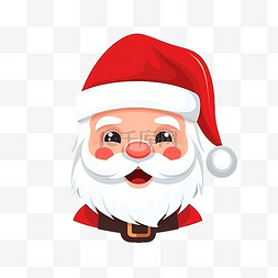 可爱的圣诞老人脸平面风格卡通圣