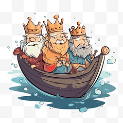 顿悟剪贴画卡通国王在船上 向量