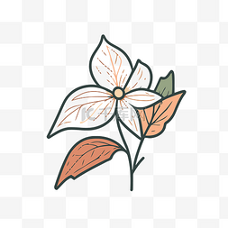 带有叶子的风格化花的简单图像 