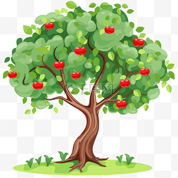 苹果树卡通图片图片_苹果树剪贴画 卡通苹果树与红苹