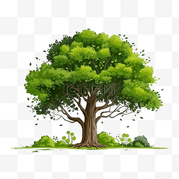 单树一棵肥树长草高树森林元素