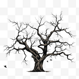 黑色树子图片_死树和树枝的轮廓