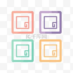 方形字母 g 图标设置在四个彩色方