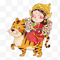 印度人服饰图片_杜嘉菩萨节杜尔迦女神卡通风格十