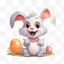 兔子角色笑有趣的复活节快乐卡通