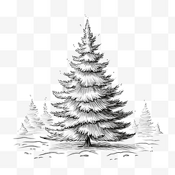 矢量图圣诞树图片_圣诞树矢量图手绘雕刻墨水素描