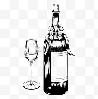 红酒醒酒器酒杯图片素材_香槟高脚杯素描单色