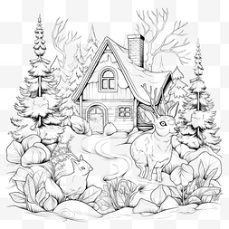 森林和房子图片_冬季森林里的圣诞屋