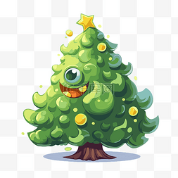 圣诞树剪贴画卡通风格的圣诞绿色