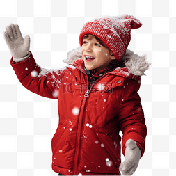圣诞雪人红色帽子图片_一个穿着红色夹克和红色帽子的男