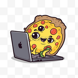 披萨食品卡哇伊忍者笔记本电脑苹
