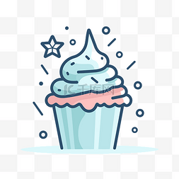彩色糖霜图片_带有星星和糖霜的冷冻纸杯蛋糕的