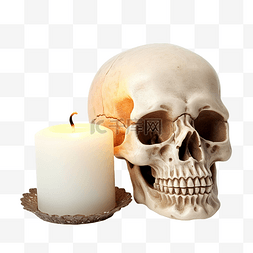 古老神秘图片_万圣节头骨和蜡烛